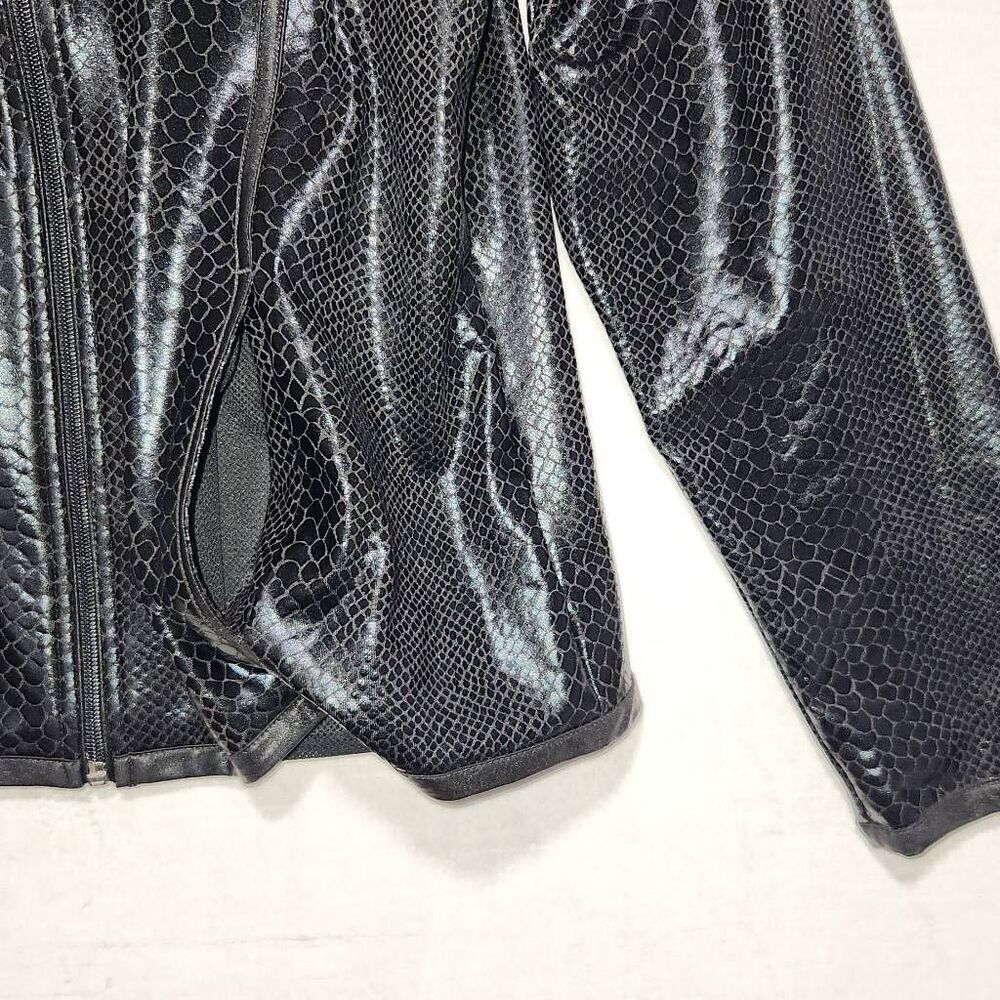 Vintage Tail Tech Women's Size Large Black Faux Leather Crocodile Print Jacket - Picture 4 of 13